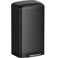 Cos de gunoi din otel cu pedala si inchidere lenta, 30L, negru - 1