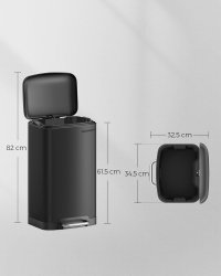 Cos de gunoi din otel cu pedala si inchidere lenta, 30L, negru - 3