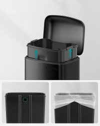 Cos de gunoi din otel cu pedala si inchidere lenta, 30L, negru - 6