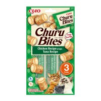 INABA CIAO Churu Bites, Pui și Ton, recompense fără cereale pisici, pernute umplute, 10g x 3 - 3