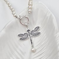 Lantisor cu Perle si Pandantiv Libelula din Argint 925 - 1