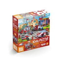 Puzzle cu Camioane de Pompieri - 100 Piese pentru Copii - 1