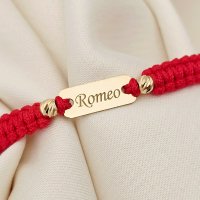 Bratara personalizata cu nume - Aur Galben 14k si bilute de 3 mm - Snur reglabil in culori diverse - 1