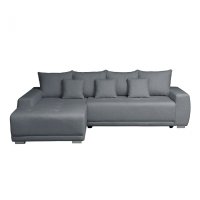 Coltar MARIBO BUCLE extensibil, cu arcuri si lada depozitare, colt stanga, gri inchis, 280x204x92 cm - 1
