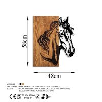 Tablou din lemn si metal Horse Nuc 48x57 cm - 7