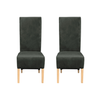 Set de 2 scaune pentru living VANESSA cu picioare din lemn natural si tapiterie gri inchis - 1