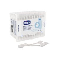 Betisoare de urechi Chicco, 90 buc, 100% bumbac, cu protectie pentru bebelusi - 1