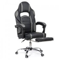 Scaun de gaming OFF 302 cu suport pentru picioare, gri - 1