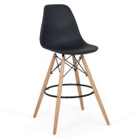 Scaun de bar ABS 139 negru cu suport pentru picioare din metal - 1