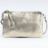 Geanta plic crossbody din piele naturala auriu deschis - 1