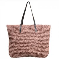 Geanta shopper roz prafuit cu manere din piele ecologica si ochiuri mari - 1