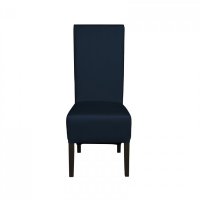Scaun pentru living Vanessa, cu picioare din lemn wenge, tapiterie din piele ecologica albastra, dimensiuni 47x60x110 cm - 1