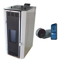 Pachet control de la distanta Termosemineu pe peleti Fornello Camino Rossi 35 kW cu pompa Grundfos si termostat Wi-Fi Salus IT 800 - 1