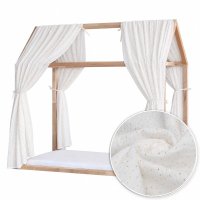 Set 2 baldachine din muselina cu buline aurii Little Am pentru pat tip casuta, 330 cm, alb, ideal pentru pat 100 x 180 cm - 4