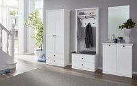 Set hol BRANDSON, 4 piese, dulap 2 usi, 2 comode, cuier, alb, 243x41x199 cm - 1