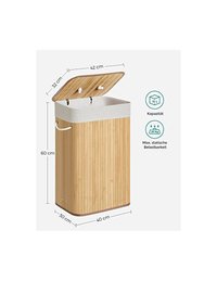 Cos pentru rufe, Songmics, 40 x 30 x 60 cm, 72 L, LCB10Y, Natural - 6