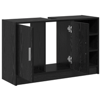 Dulap Chiuveta Modern Stejar Negru 90x29x55 cm din Lemn Prelucrat - 5