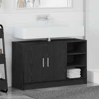 Dulap Chiuveta Modern Stejar Negru 90x29x55 cm din Lemn Prelucrat - 4
