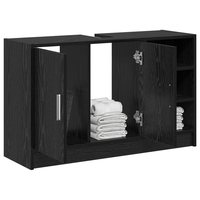 Dulap Chiuveta Modern Stejar Negru 90x29x55 cm din Lemn Prelucrat - 3