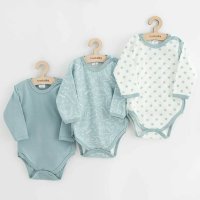 Set 3 body-uri New Baby Classic II pentru nou-nascuti, Marime 62, 100% bumbac, Culoare albastra - 1