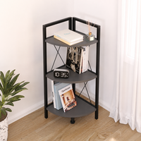 Raft de colt din PAL si metal 33,5x33,5x87,3 cm cu 3 rafturi pentru living, baie sau birou - 1