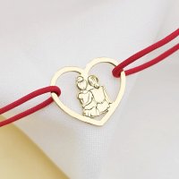 Bratara Inima Surorilor cu snur reglabil - Argint 925 placat cu Aur Galben 18K - 1