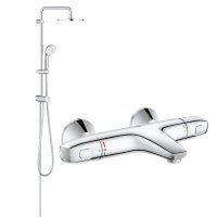 Coloana dus Grohe New Tempesta 200,crom,montare pe perete, baterie cada cu dus termostat Grh 1000 (27389002, 34155003) - 1