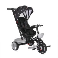Tricicleta pentru copii Voyage Black Cosmos cu sezut reversibil, spatar reglabil pe 2 pozitii, maner cu control al directiei, cosulet pentru accesorii, 2 tipuri de suporti pentru picioare si roti mari din cauciuc Eva - 5