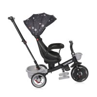 Tricicleta pentru copii Voyage Black Cosmos cu sezut reversibil, spatar reglabil pe 2 pozitii, maner cu control al directiei, cosulet pentru accesorii, 2 tipuri de suporti pentru picioare si roti mari din cauciuc Eva - 4