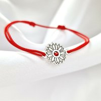 Bratara Floare cu multe petale - Argint 925 - cristal Swarovski - snur reglabil - 1