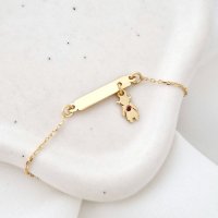 Bratara Fior al Vietii - Model placuta cu charm Fetita cu Rubin - Argint 925 placat cu Aur Galben 18K - 1