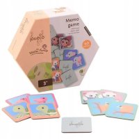 Joc de memorie Joueco cu animale salbatice, 40 de carti din carton, pentru copii de 3 ani si peste - 1