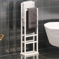 Suport Prosop Vella din Metal Alb pentru Baie, 90 cm - 1