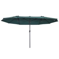 Umbrela Dublă Outsunny pentru Grădină, Protecție UV, Deschidere cu Manivelă, 460x270x240 cm, Verde | Aosom Romania - 1