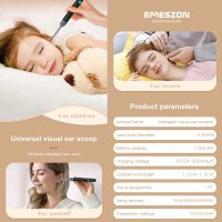 Emeszon Smart Slim Otoscop pentru Curatarea Urechilor, 5MP HD 1080p, IP67, LED, WIFI, Acumulator, Negru - 2