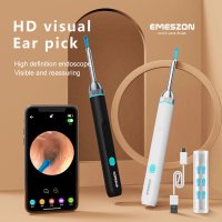 Emeszon Smart Slim Otoscop pentru Curatarea Urechilor, 5MP HD 1080p, IP67, LED, WIFI, Acumulator, Negru - 7