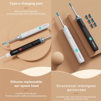 Emeszon Smart Slim Otoscop pentru Curatarea Urechilor, 5MP HD 1080p, IP67, LED, WIFI, Acumulator, Negru - 5