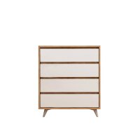 Comoda SUVERA cu 4 Sertare, Stejar si Alb, Dimensiuni 70x40x86 cm - 1