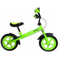 Bicicleta copii fara pedale R-Sport R9 verde 11 inch, scaun moale reglabil pe inaltime 38-45 cm, roti din spuma EVA, frana pe roata din fata, cadru usor din otel, pana la 35 kg, varsta 3-6 ani - 2