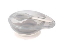 Set castron cu ventuza si lingurita KikkaBoo Beige,capacitate 250ml,fara bpa,compartiment pentru lingurita - 1