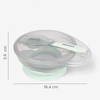 Set castron cu ventuza si lingurita KikkaBoo Beige,capacitate 250ml,fara bpa,compartiment pentru lingurita - 4