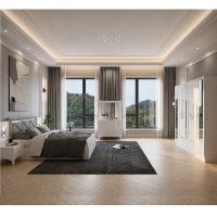Dormitor Carolina, sifonier, comoda, noptiera, pat cu lada Homs, alb, 220x210x50 cm - 1