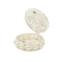 Cutie Bijuterii Rotunda AZAY 5 cm cu Decoratiuni Perle si Strasuri – Eleganta si Rafinament - 1