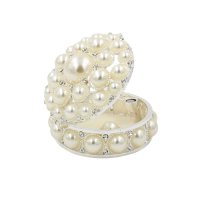 Cutie Bijuterii Rotunda AZAY 5 cm cu Decoratiuni Perle si Strasuri – Eleganta si Rafinament - 4