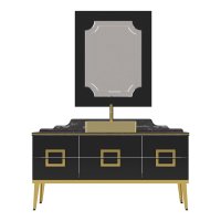 Set mobilier baie Pierre Cardin Mercury 3 piese 150 cm, negru-auriu - 1