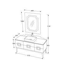Set mobilier baie Pierre Cardin Mercury 3 piese 150 cm, negru-auriu - 6
