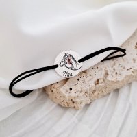Bratara personalizata Chic Bijoux cu banut Cal si ciucure rosu, Argint 925, snur reglabil - 1