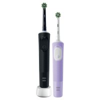 Set 2 x Periuta de dinti electrica Oral-B Vitality Pro, Curatare 2D, 3 programe, 1 Incarcator, 2 Capete, Negru/Violet - 5