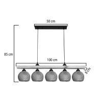 Lampa Salote, Pako World, E27, 5 becuri, Maro-Natural, 100x18x24 cm - 4