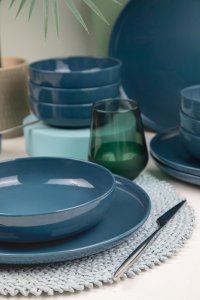 Set de masa Hermia din portelan albastru inchis, 12 piese elegante - 2